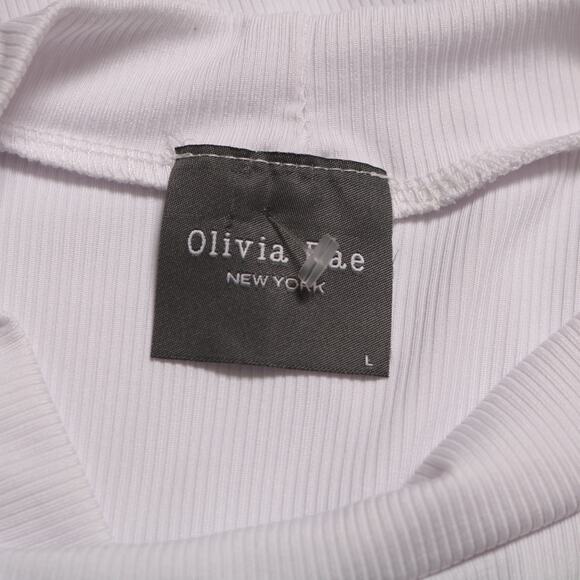 Olivia Rae Ribbed Cropped Tank Top White High Neck Sleeveless Relaxed Fit Size L - Picture 6 of 8